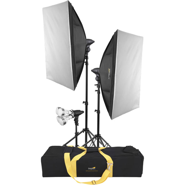 Impact Soft n' Natural Kit de Iluminación LED 3 Luces Softbox 20x27.5" 6' Trípodes