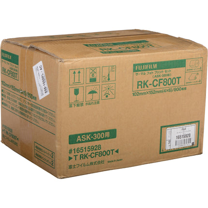 FUJIFILM T RK-CF800 Kit de medios 4x6 para impresora ASK-300 2 rollos 400 impresiones cada uno