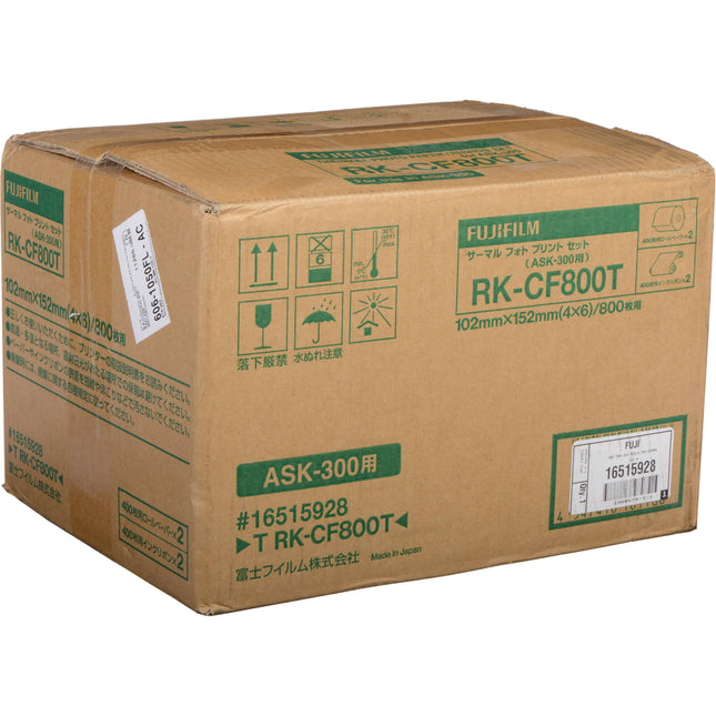 FUJIFILM T RK-CF800 Kit de medios 4x6 para impresora ASK-300 2 rollos 400 impresiones cada uno