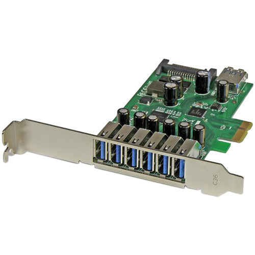 StarTech Tarjeta USB 3.0 PCI Express 7 Puertos 900mA Bajo Perfil
