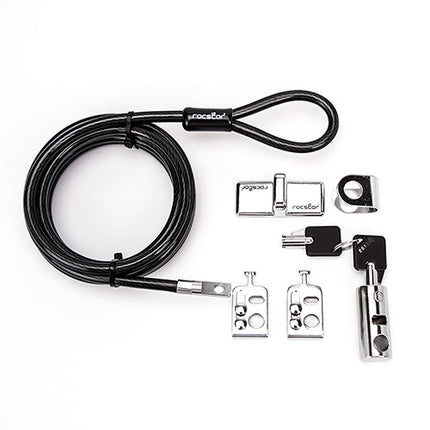 Rocstor Rocbolt Kit de Seguridad para Escritorio con Cable de Acero 8' y Placas de Anclaje