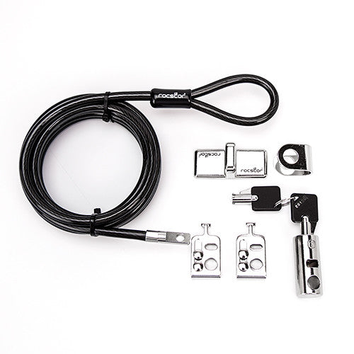Rocstor Rocbolt Kit de Seguridad para Escritorio con Cable de Acero 8' y Placas de Anclaje