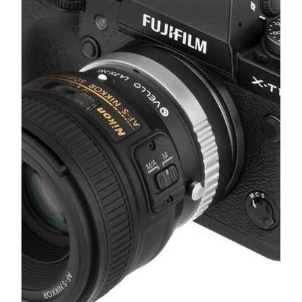 Vello Adaptador de Objetivo Nikon F/G a FUJIFILM X Montura con Control de Apertura y Enfoque Infinito