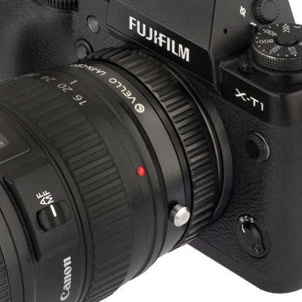 Vello Adaptador de Objetivo Canon EF EF-S a Fujifilm X con Macro y Construcción Metálica