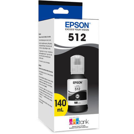 Epson T512 Botella de Tinta Negra EcoTank 140mL Rendimiento 8000 páginas