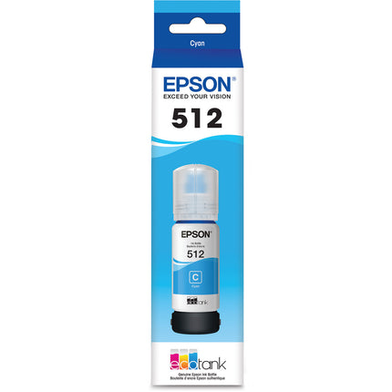 Epson T512 Botella de Tinta Cyan EcoTank 70mL Rendimiento 5000 Páginas