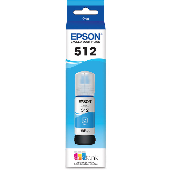 Epson T512 Botella de Tinta Cyan EcoTank 70mL Rendimiento 5000 Páginas