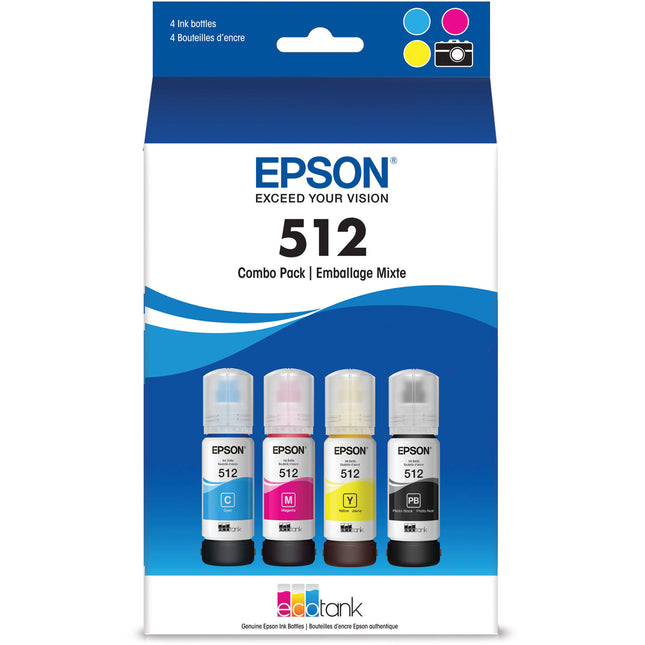 Epson T512 EcoTank Pack Tinta Cyan Magenta Amarillo Negro 70mL 5000 Páginas