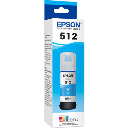 Epson T512 Botella de Tinta Cyan EcoTank 70mL Rendimiento 5000 Páginas