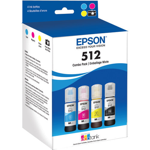 Epson T512 EcoTank Pack Tinta Cyan Magenta Amarillo Negro 70mL 5000 Páginas