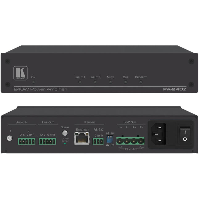 Kramer PA-240Z Amplificador de potencia 240W 70/100V 120W 4/8 Ohms con garantía