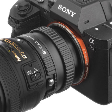Vello Adaptador de Objetivo Nikon F a Sony E con Enfoque Macro y Control de Apertura