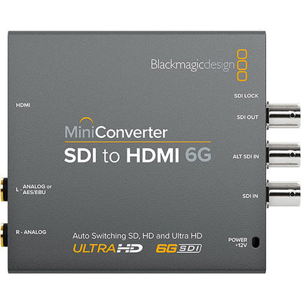 Blackmagic Design SDI a HDMI 6G Mini Convertidor 2x4K Entrada 12V Power Supply