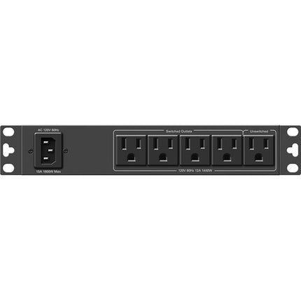 AtlasIED 15A Acondicionador de Corriente para Rack Medio 8.9" ancho 6 tomas 15A
