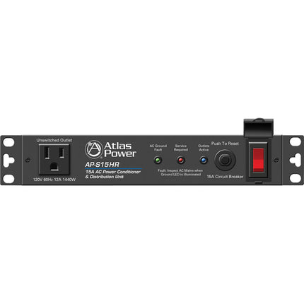 AtlasIED 15A Acondicionador de Corriente para Rack Medio 8.9" ancho 6 tomas 15A
