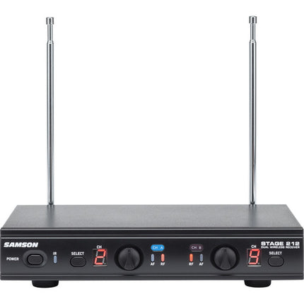 Samson Stage 212 Sistema Inalámbrico VHF Doble Canal 200 pies Alcance 12 Horas Batería