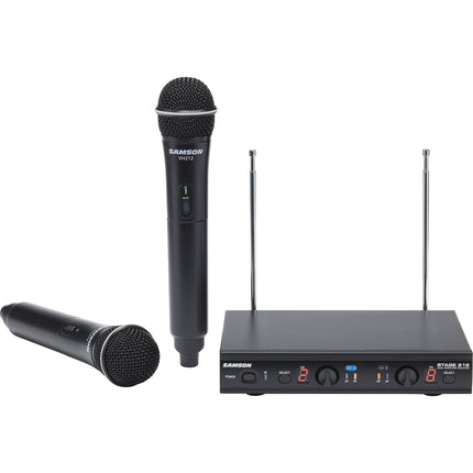 Samson Stage 212 Sistema Inalámbrico VHF Doble Canal 200 pies Alcance 12 Horas Batería