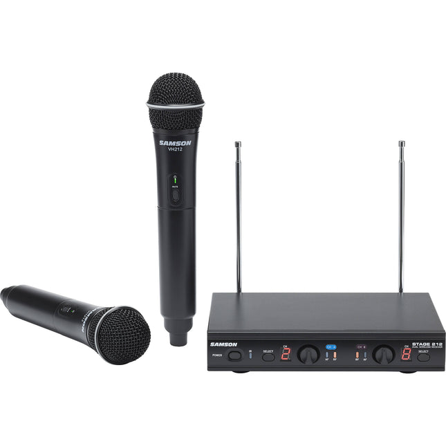 Samson Stage 212 Sistema Inalámbrico VHF Doble Canal 200 pies Alcance 12 Horas Batería