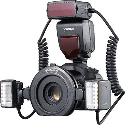 Yongnuo YN-24EX TTL Flash Macro para Canon Cabezal Dual y Anillos 52 58 mm