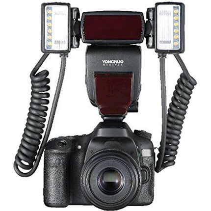 Yongnuo YN-24EX TTL Flash Macro para Canon Cabezal Dual y Anillos 52 58 mm