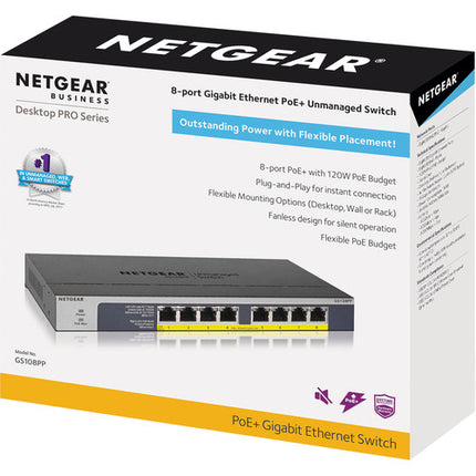 Netgear Switch Ethernet Gigabit 8 Puertos PoE+ 123W Metal Rackmount Sin Gestión