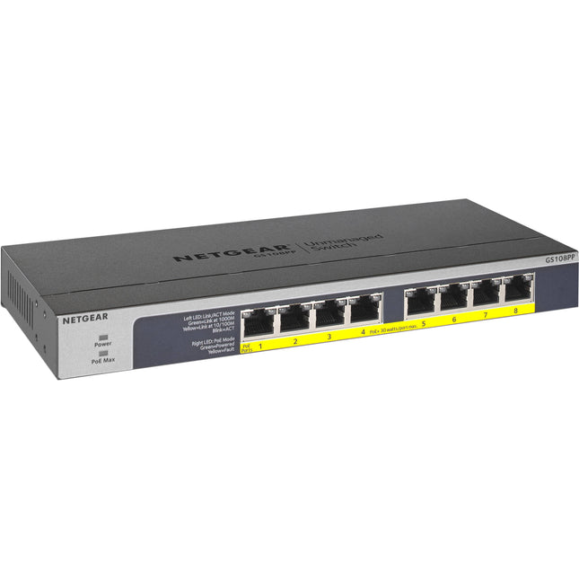 Netgear Switch Ethernet Gigabit 8 Puertos PoE+ 123W Metal Rackmount Sin Gestión
