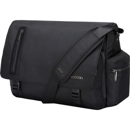 Cocoon 16" Buena Vista Bolsa Mensajero Negra para Laptop con Compartimento Acolchado y Nylon Resistente al Agua
