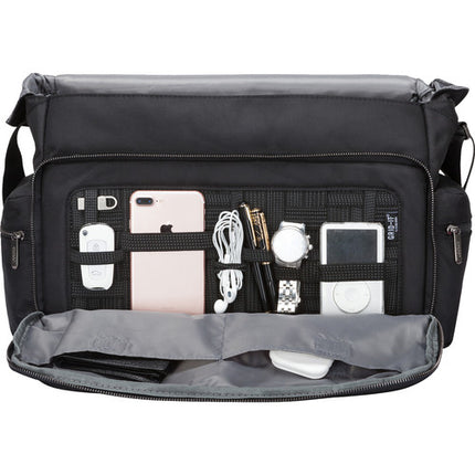Cocoon 16" Buena Vista Bolsa Mensajero Negra para Laptop con Compartimento Acolchado y Nylon Resistente al Agua