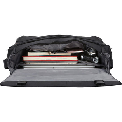 Cocoon 16" Buena Vista Bolsa Mensajero Negra para Laptop con Compartimento Acolchado y Nylon Resistente al Agua