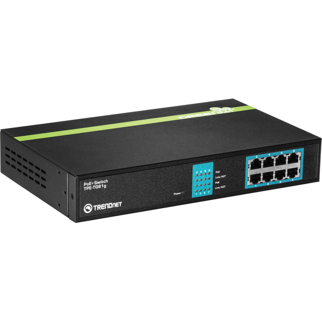 TRENDnet TPE-TG81G Switch Gigabit PoE+ 8 Puertos 30W 16 Gb/s