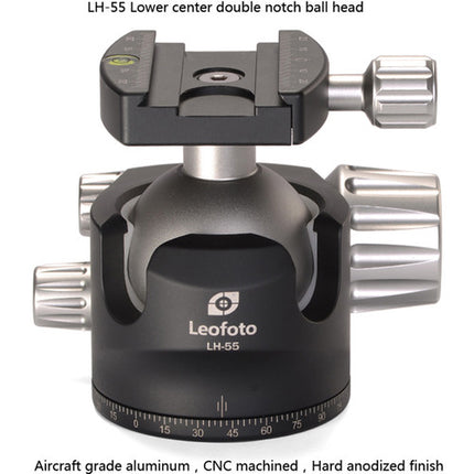 Leofoto LH-55 Cabezal de Bola Bajo Perfil con Placa Rápida 55 lb 3.9 pulgadas