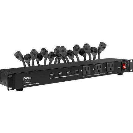 Pyle Pro PCO865 Protector de sobretensión rack 19 tomas 15A 15 pies cable USB