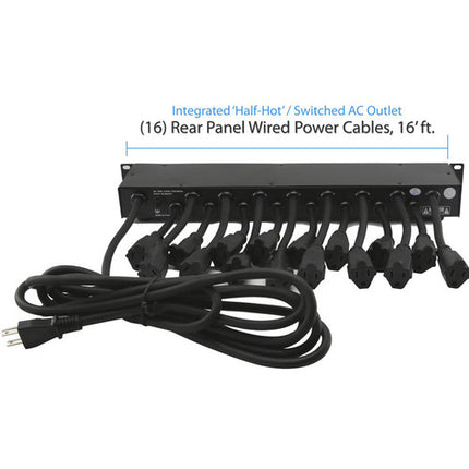 Pyle Pro PCO865 Protector de sobretensión rack 19 tomas 15A 15 pies cable USB