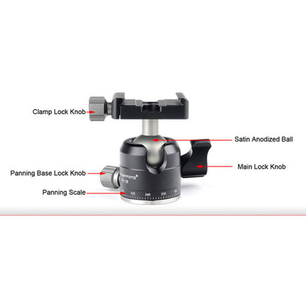 Sunwayfoto XB-28 Cabezal de Bola Bajo Perfil Capacidad 9.9 lb Altura 2.6"