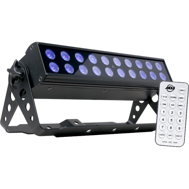 American DJ UV LED BAR20 IR Backlight Luz de fondo UV 20 LEDs 10°x40° ángulo beam con control remoto inalámbrico