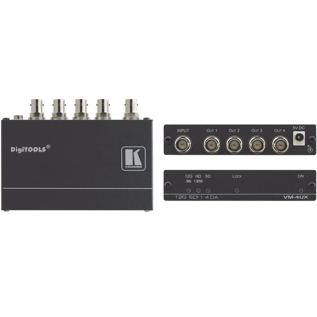 Kramer VM-4UX Amplificador Distribuidor 1:4 4K 12G-SDI con 4 Salidas BNC 328' Alcance