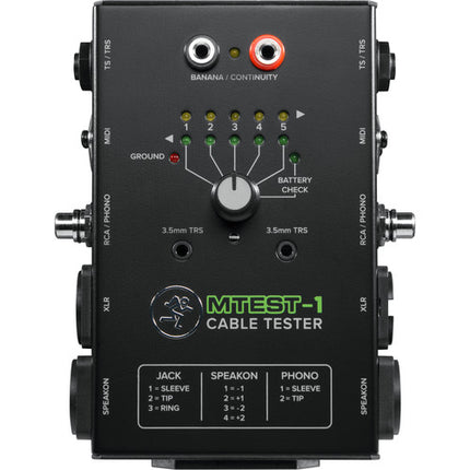 Mackie MTest-1 Probador de Cables para 7 Conectores con Pruebas y Batería