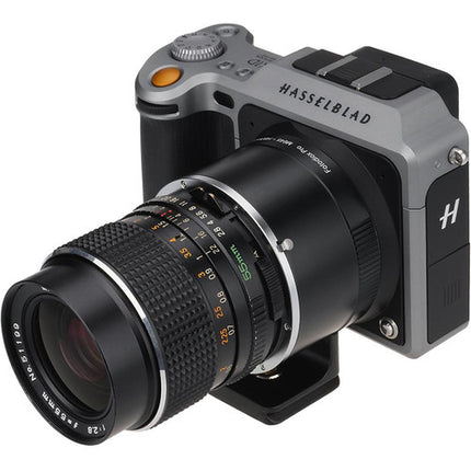 Adaptador FotodioX Mamiya 645 a Hasselblad X con Control de Apertura y Montura Metálica