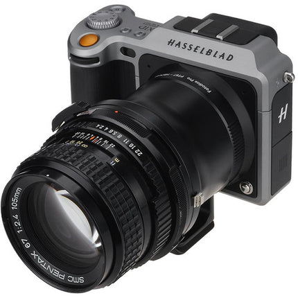 FotodioX Adaptador de Lente Pentax 67 a Montura Hasselblad X con Control de Apertura y Construcción Metálica