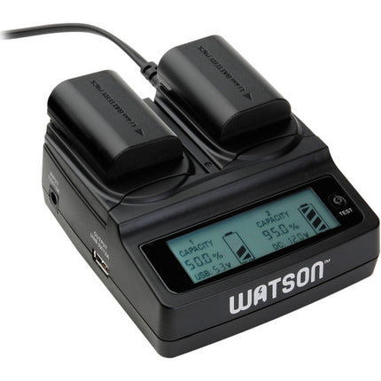 Watson Duo LCD Kit de Cargador con 2 Placas Adaptadoras para Baterías LP-E12 100-240VAC Tiempo de Carga 2-6h