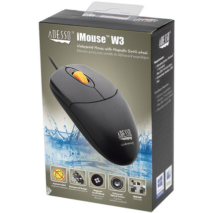 Adesso iMouse W3 Ratón Impermeable Sensor Óptico 1000 dpi Rueda Magnética