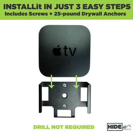 HIDEit Mounts Apple TV 4K Soporte Acero Negro 25 lb VESA Compatible