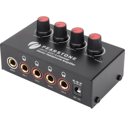 Pearstone HBOX-4000 Amplificador de Auriculares Estéreo 4 Canales 20dB Ganancia 12V
