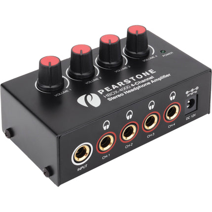 Pearstone HBOX-4000 Amplificador de Auriculares Estéreo 4 Canales 20dB Ganancia 12V