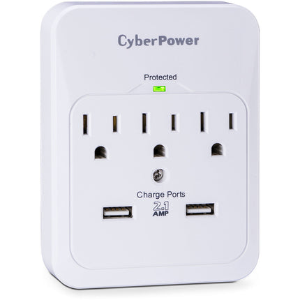 CyberPower Pro Protector de Sobretensión 3 Tomas 600 Julios 2 Puertos USB