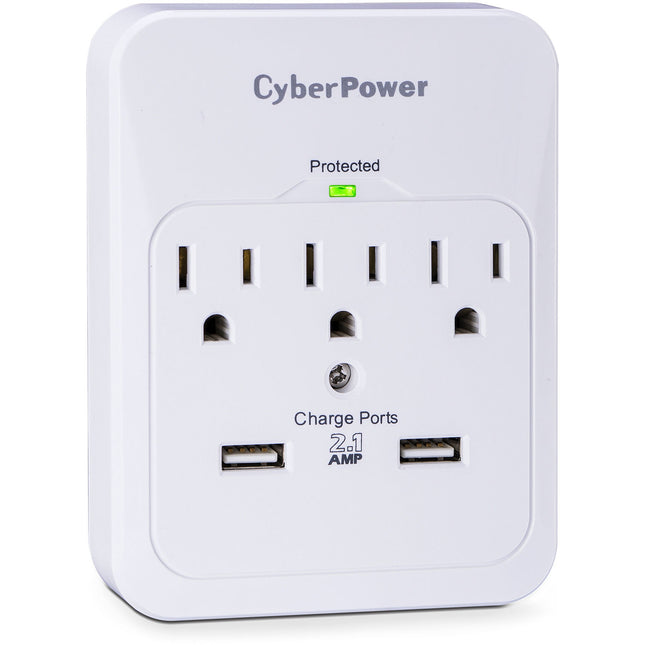 CyberPower Pro Protector de Sobretensión 3 Tomas 600 Julios 2 Puertos USB