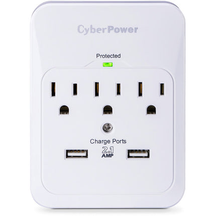 CyberPower Pro Protector de Sobretensión 3 Tomas 600 Julios 2 Puertos USB