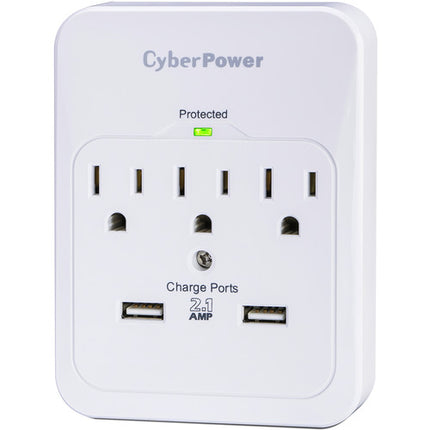 CyberPower Pro Protector de Sobretensión 3 Tomas 600 Julios 2 Puertos USB
