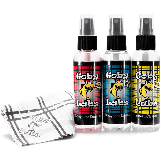 Goby Labs Kit de cuidado para equipo con limpiador de auriculares 2 oz y micrófono 2 oz