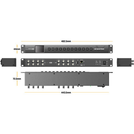 AVMATRIX 8 x 8 3G-SDI Matriz Conmutador 1 RU Software Control